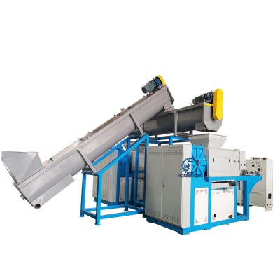 Waste plastic film recycle dryer and squeezer heating cutter